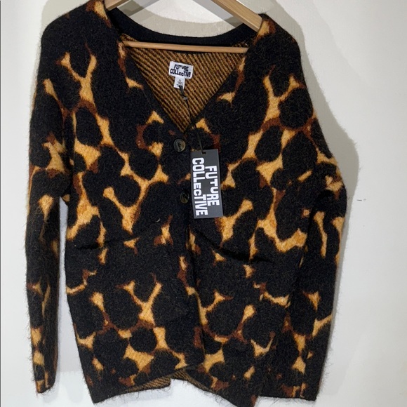 Sweaters - Black and Brown Women's Sweater Jacket Size XS with 2 Front Pockets